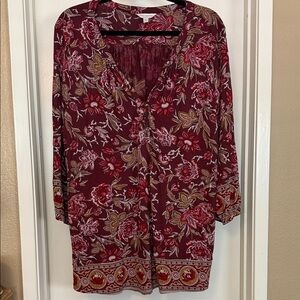Lucky Brand Burgundy Floral Blouse